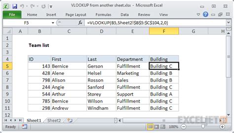 Vlookup From Another Sheet Excel Formula Exceljet