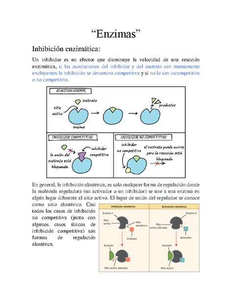 Enzimas Enzimas Inhibición enzimática Un inhibidor es un efector