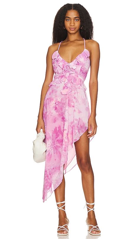 Tularosa Tatum Midi Dress In Pink Tie Dye Revolve