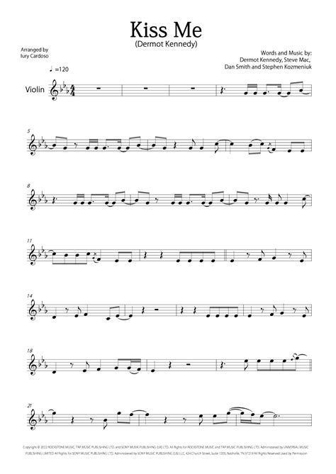 Kiss Me Arr Iury Cardoso Sheet Music Dermot Kennedy Violin Solo