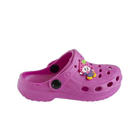 Zuecos Tipo Crocs Niños Adorno Color Fucsia Comprar Zuecos Online