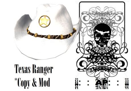 Second Life Marketplace - ..::AP::.. White Texas Ranger Hat (Mens)