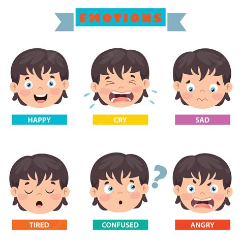 Niño Pequeño Con Diferentes Emociones Vector Premium