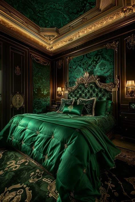 Pin By Kamal Alwahdy On A Bedrooms In 2024 Art Deco Bedroom Green Art Deco Bed Design Modern