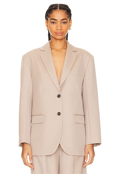 Anine Bing Quinn Blazer In Taupe Revolve