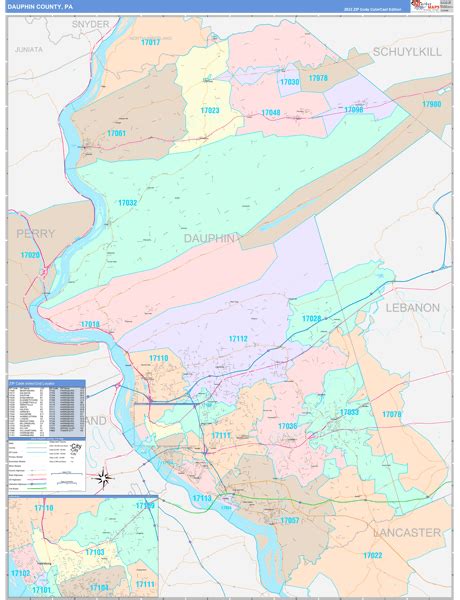 Dauphin County, PA Wall Map Color Cast Style by MarketMAPS - MapSales