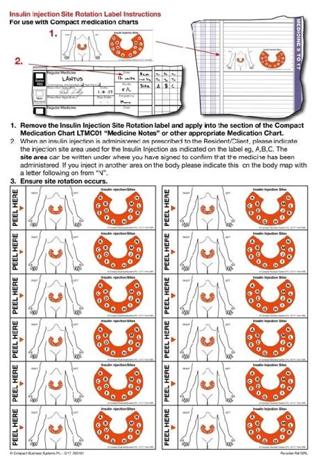 Printable Insulin Injection Site Rotation Chart