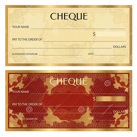 Check Cheque Chequebook Template Guilloche Pattern With Watermark