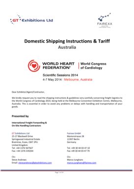 Fillable Online World Heart Federation Domestic Shipping Instructions