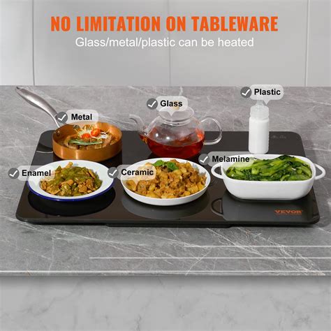 Vevor Electric Warming Tray 165 X 236 Portable Tempered Glass