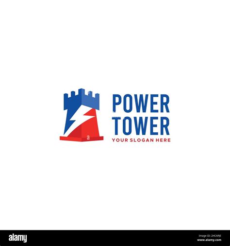 Modern Colorful Power Tower Lightning Logo Design Stock Vector Image