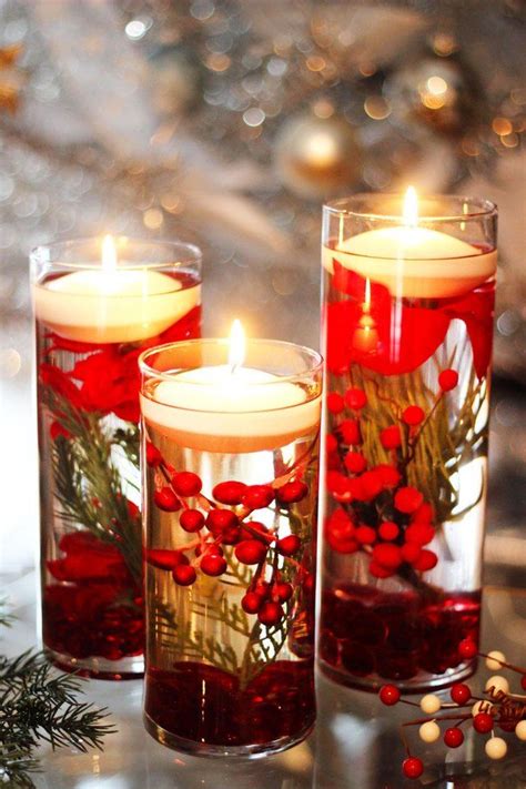 Diy Floating Holiday Candles Decoración De Unas Arreglos De Mesa De Navidad