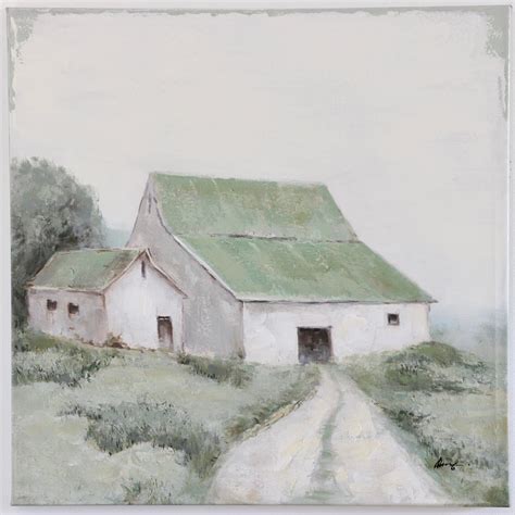 White Barn Oil Painting | Holistic Habitat