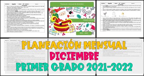 PLANEACIÓN MENSUAL DE DICIEMBRE PRIMER GRADO 2021 2022 Imagenes