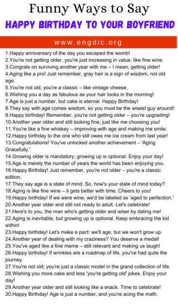 30 Funny Ways To Say Happy Birthday To Your Boyfriend EngDic