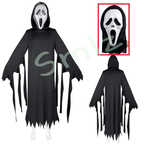 Scream Cosplay Kap Onlu Robe Maske Cad Lar Bayram Zombi Korku L M