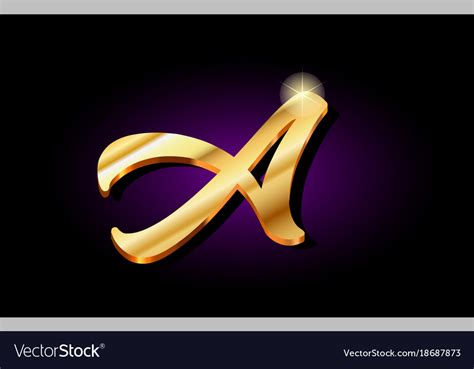 A Alphabet Letter Golden 3d Logo Icon Design Vector Image