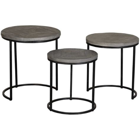 Sie A15124 Vintage Round Nest Tables Set Of 3 By Shivam International