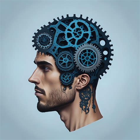 Premium AI Image | Man with gear head concept generative ai
