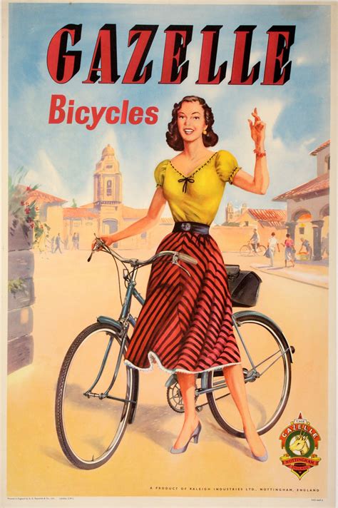 Gazelle Bicycles Woman Waving By Anonymous Bike Poster Cycling