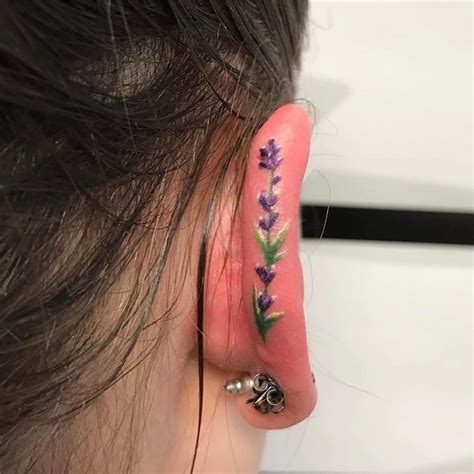 Behind The Ear Flower Tattoos