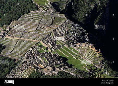 Machu Picchu Aerial View Of Ancient Inca Lost City From Huayna