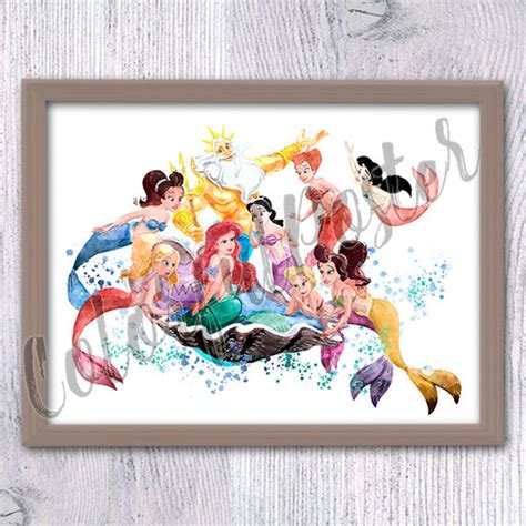 Ariel Poster Ariel Family Print Wall Decor Girls Room Decoration Playground Wall Decor Little ...