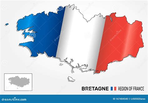 Map Of The French Region Brittany Combined With Waving French National