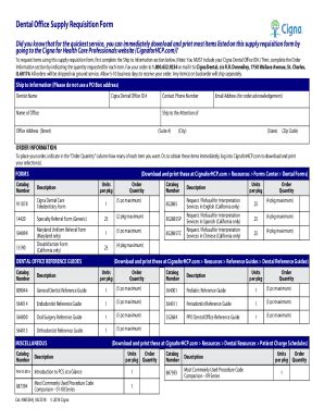 Fillable Online Static Cigna ComassetschcpDental Office Supply