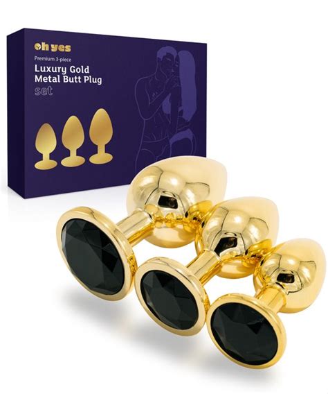 Metaal Gouden Buttplug Set Voor Mannen En Vrouwen Delige Anal Plug