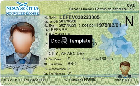 Nova Scotia Driver License Template Psd Psd Templates