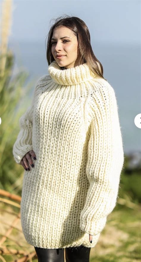 Fan Of Chunky Turtlenecks Tiffymohair White And Black Cable Knit