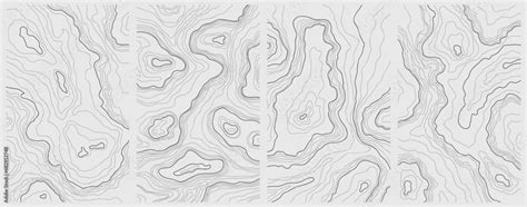 Illustration of a topographic map of the island hand drawn set. Abstract concept images for ...