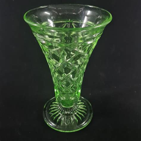 Green Depression Glass Vase - Revive Antiques and Decor