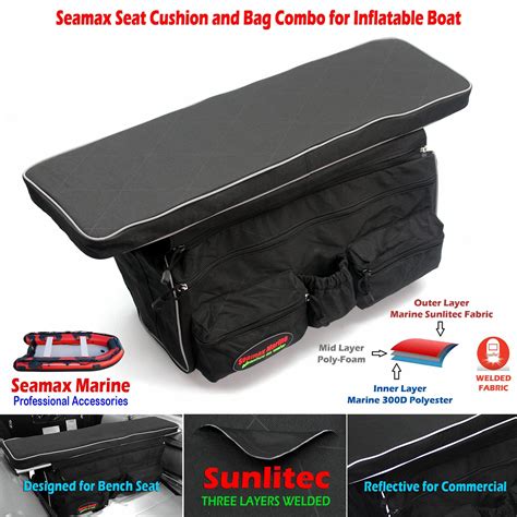 Universal Inflatable Boat Bench Seat Cushion and Detachable Seat Bag w - Seamax Marine