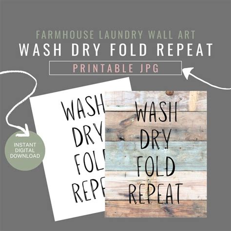 Wash Dry Fold Repeat Printable Etsy