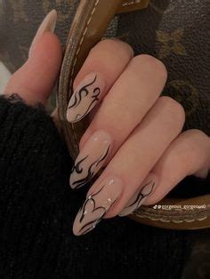 Almond Acrylic Nails Designs Black Acrylic Nails Nude Nail Designs