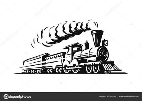 Retro Steam Locomotive Vintage Train Emblem Symbol Vector Illustration Stock Vector Image By