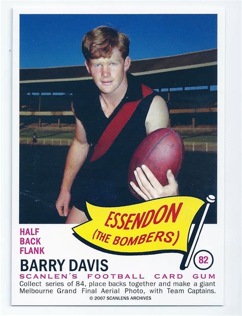 2007 1966 Scanlens Flag Archives 82 Barry Davis Essendon APT