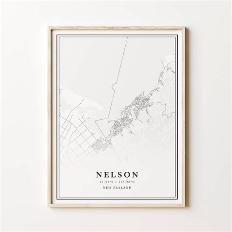 Nelson Map Digital Nelson Map Nelson New Zealand Wall Art Etsy