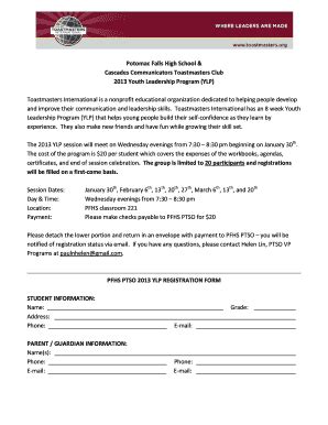 Fillable Online Lcps Pfhs Ylp Registration Form Lcps Fax