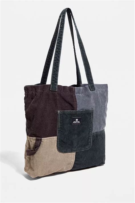 Bdg Navy Patchwork Corduroy Tote Bag Urban Outfitters Uk