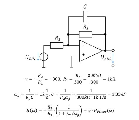 Messtechnik Filter Tiefpass Formel Realisierung Beispiel