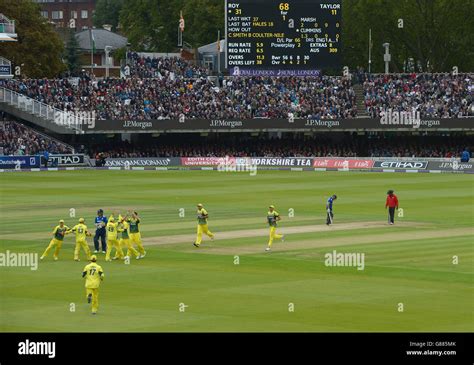 Australia S Pat Cummins Celebrates Taking The Wicket Of England S Jason