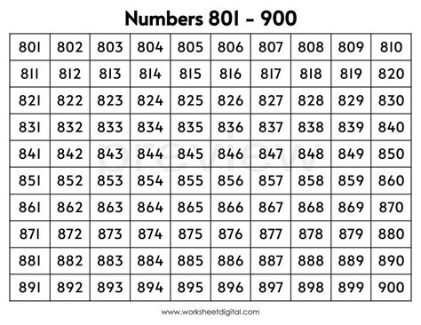 Number Charts 1 1000 Counting To 1000 Printable Black And White Primary Homeschool