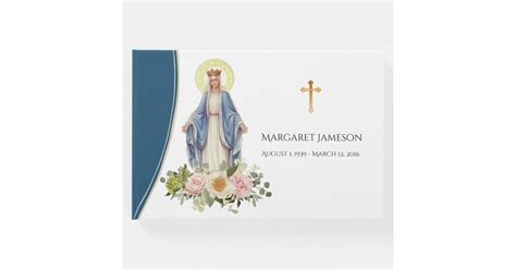 Catholic Virgin Mary Funeral Memorial Guest Book Zazzle