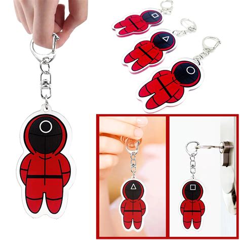 Creative Game Keychain Simulation Doll Squid Key Chain Ring Pendant Men