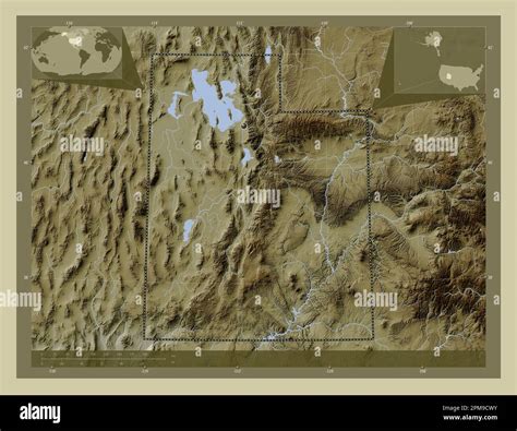 Utah, state of United States of America. Elevation map colored in wiki ...