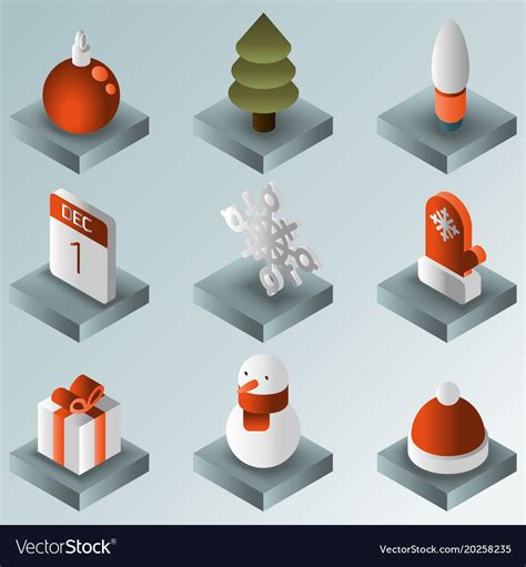 Winter Gradient Isometric Icons Royalty Free Vector Image