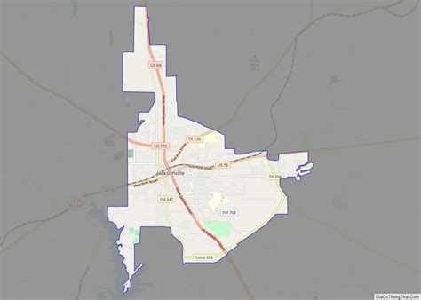 Map of Jacksonville city, Texas